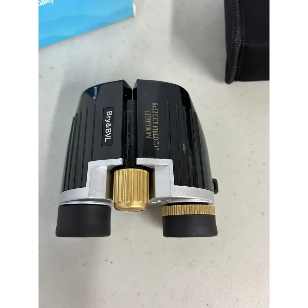 Bry & BVL 8x22 UCF Compact Binoculars Black Silver Gold Field 7.1 Case Box NEW